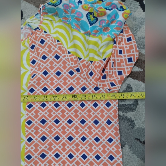 Ruby Rd. Bohemian Top Tassel Tie Neck Colorful Beach Vibe Peasant 3/4 Sleeves - Picture 5 of 10